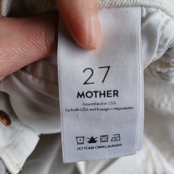 Mother Jeans The Insider Crop Step Fray in White with Black Stripes - Picture 14 of 16